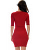 Ride or Tie Bodycon Burgundy Wrap Dress - Back Image