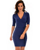 Ride or Tie Bodycon Navy Wrap Dress - Main Image