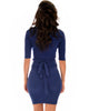 Ride or Tie Bodycon Navy Wrap Dress - Back Image