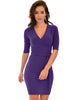 Ride or Tie Bodycon Purple Wrap Dress - Main Image