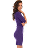 Ride or Tie Bodycon Purple Wrap Dress - Side Image