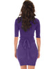 Ride or Tie Bodycon Purple Wrap Dress - Back Image