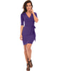 Ride or Tie Bodycon Purple Wrap Dress - Full Image