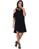 Sun Kissed Cold Shoulder Draped Black Tunic Dress - Full Image