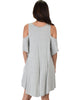 Sun Kissed Cold Shoulder Draped Grey Tunic Dress - Back Image