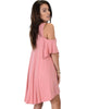 Sun Kissed Cold Shoulder Draped Pink Tunic Dress - Side Image