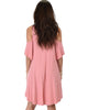 Sun Kissed Cold Shoulder Draped Pink Tunic Dress - Back Image