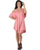 Sun Kissed Cold Shoulder Draped Pink Tunic Dress - Full Image