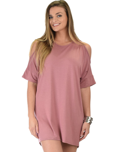 Sun Kissed Shoulder Mauve Tunic Dress