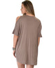 Sun Kissed Shoulder Taupe Tunic Dress - Back Image