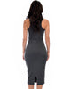 Hourglass Bodycon Charcoal Midi Dress - Back Image