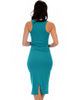 Hourglass Bodycon Green Midi Dress - Back Image