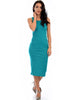 Hourglass Bodycon Green Midi Dress - Full Image