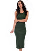 Hourglass Bodycon Olive Midi Dress - Main Image