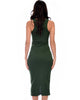 Hourglass Bodycon Olive Midi Dress - Back Image