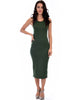 Hourglass Bodycon Olive Midi Dress - Full Image