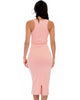 Hourglass Bodycon Pink Midi Dress - Back Image