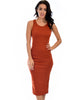 Hourglass Bodycon Rust Midi Dress - Main Image