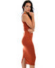 Hourglass Bodycon Rust Midi Dress - Side Image