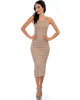 Hourglass Bodycon Taupe Midi Dress - Full Image