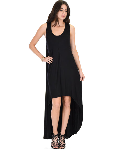 Rock & Ready Sleeveless Hi-low Black Maxi Dress