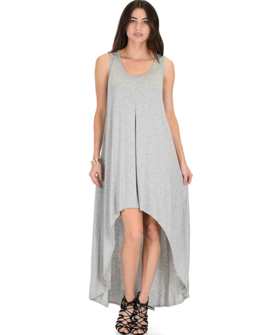 Rock & Ready Sleeveless Hi-low Grey Maxi Dress