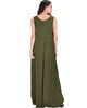 Rock & Ready Sleeveless Hi-low Olive Maxi Dress - Back Image