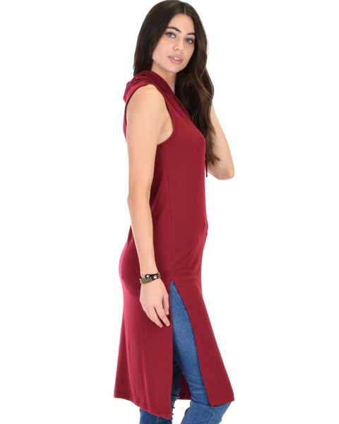 Made My Day Drawstring Burgundy Hoodie Tunic Top