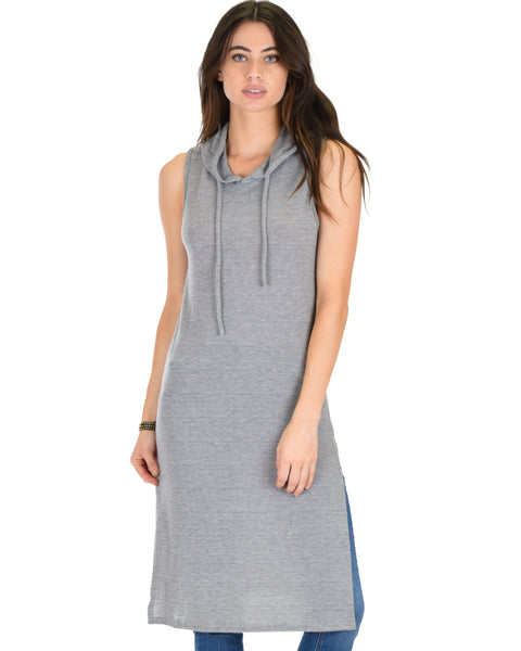 Made My Day Drawstring Grey Hoodie Tunic Top