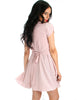 Wrap Me Up Waist Tie Pink Wrap Dress - Side Image