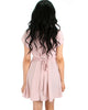 Wrap Me Up Waist Tie Pink Wrap Dress - Back Image