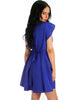 Wrap Me Up Waist Tie Royal Wrap Dress - Side Image