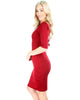 Back Diamond Cut-Out Burgundy Bodycon Midi Dress - Side Image