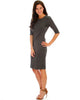 Back Diamond Cut-Out Charcoal Bodycon Midi Dress - Side Image