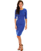 Back Diamond Cut-Out Royal Bodycon Midi Dress - Main Image