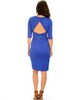 Back Diamond Cut-Out Royal Bodycon Midi Dress - Back Image