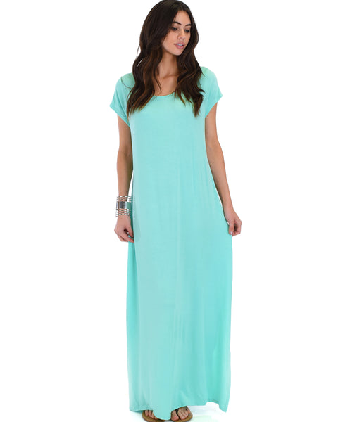 Side Slit Aqua Maxi Dress