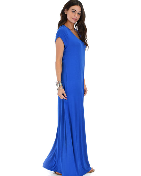 Side Slit Royal Maxi Dress