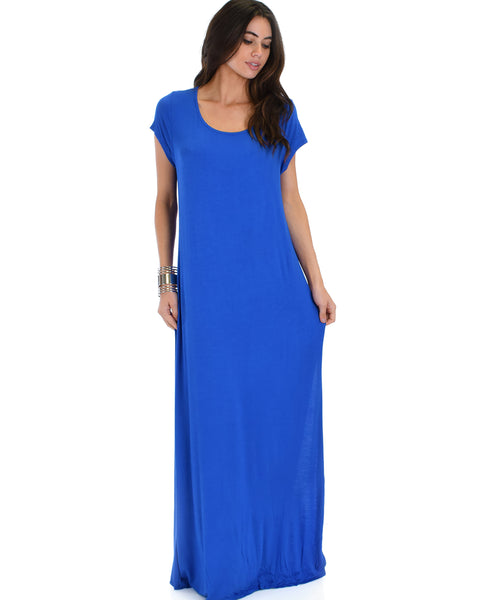 Side Slit Royal Maxi Dress