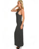 Racerback Striped Black Maxi Dress - Side Image