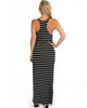 Racerback Striped Black Maxi Dress - Back Image