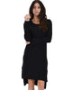 Kiss The Moon Long Sleeve Black Midi Dress - Main Image