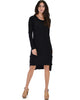 Kiss The Moon Long Sleeve Black Midi Dress - Full Image