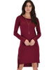 Kiss The Moon Long Sleeve Burgundy Midi Dress - Main Image