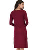 Kiss The Moon Long Sleeve Burgundy Midi Dress - Back Image