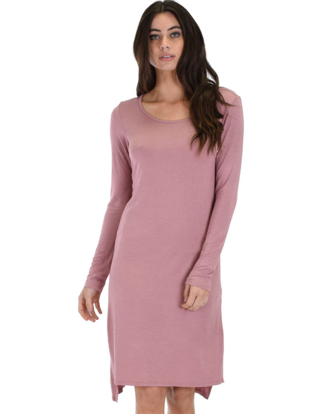 Kiss The Moon Long Sleeve Mauve Midi Dress