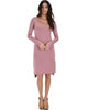 Kiss The Moon Long Sleeve Mauve Midi Dress - Full Image