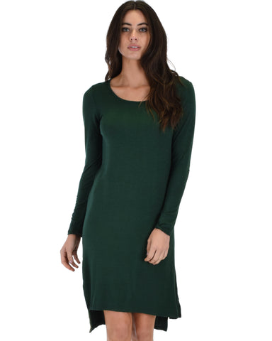 Kiss The Moon Long Sleeve Olive Midi Dress