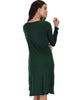 Kiss The Moon Long Sleeve Olive Midi Dress - Back Image