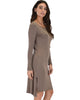 Kiss The Moon Long Sleeve Taupe Midi Dress - Side Image